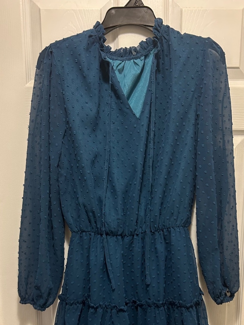 Dark blue mini dress with small polka dots, size S